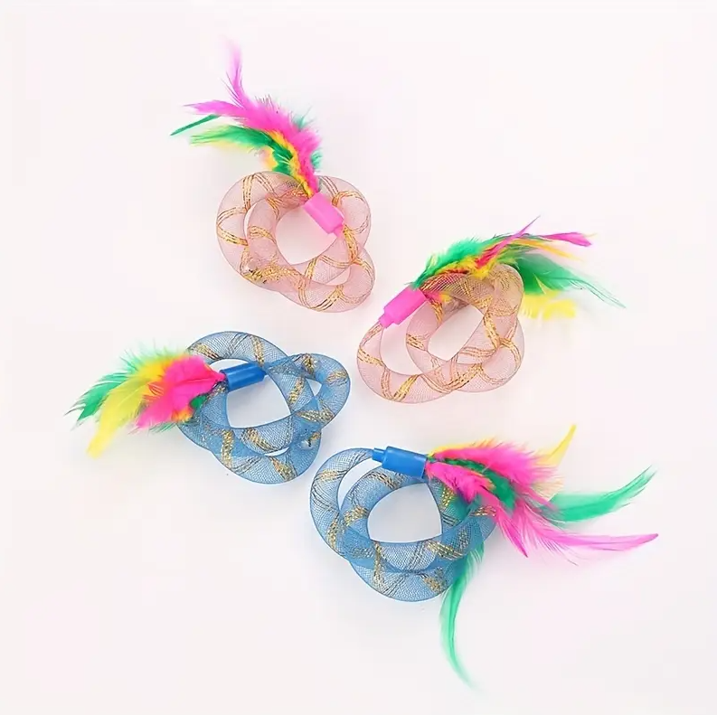 Katzenspielzeug-Set – Federbälle Mit Mesh-ringen