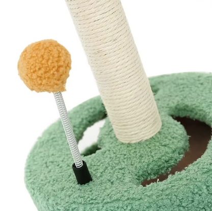 Katzenkratzbaum Sonnenblume – Kratzsäule Mit Spielzeug Und Interaktivem Katzenspielplatz