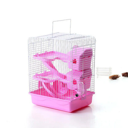Hamsterkäfig mit Etagen und Trinkflasche – Kompakter Käfig für Nagetiere