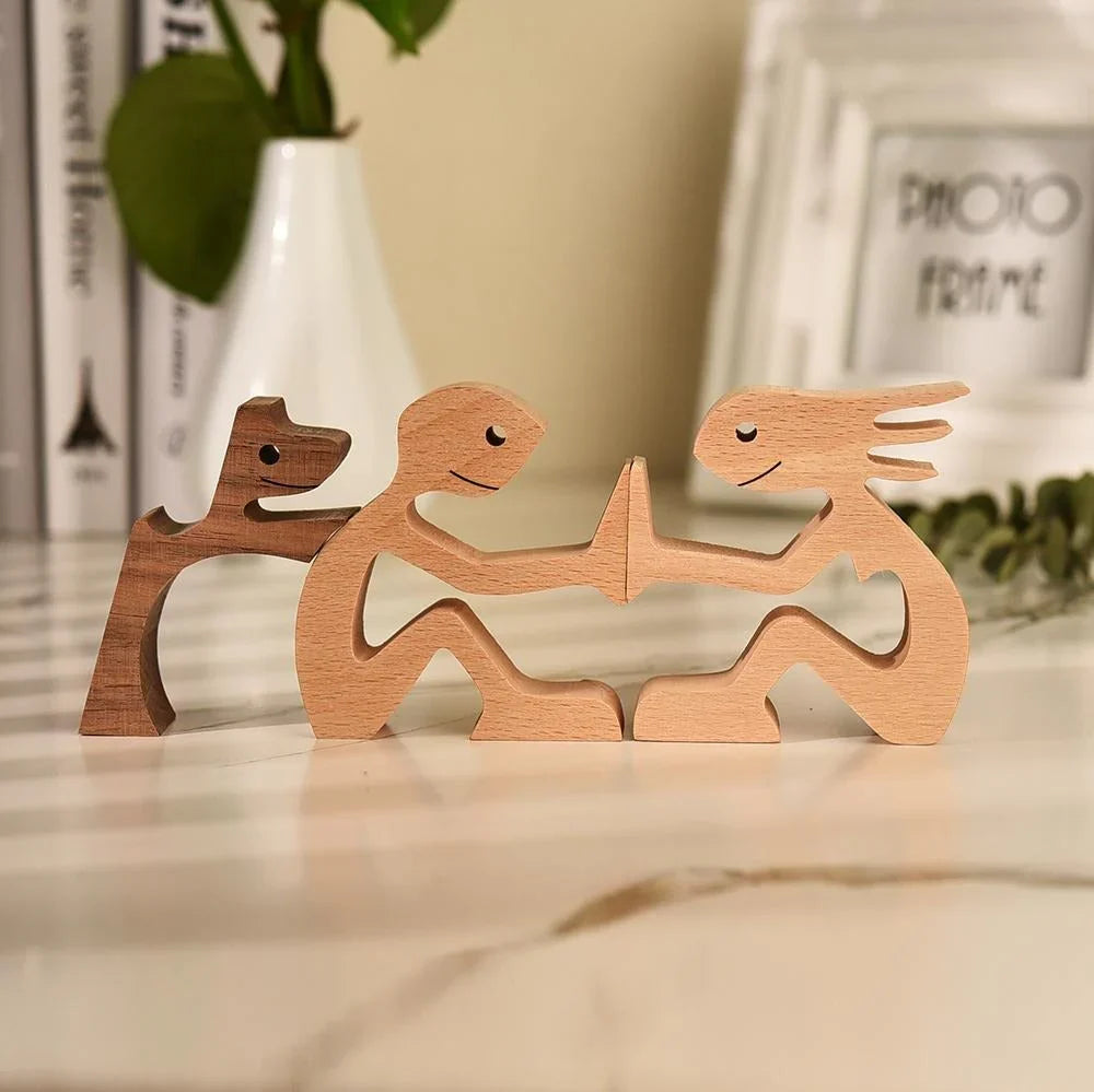 Elegante Hundeskulptur aus Holz