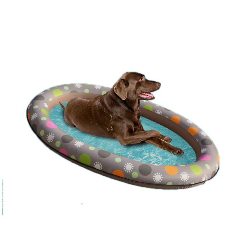 Hundebadewanne – Aufblasbare Hundebadewanne für Haustiere mit Blumenmuster für Innen und Außen