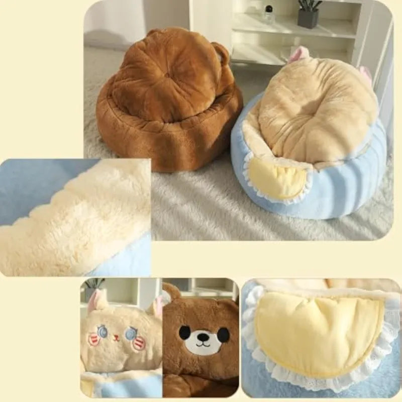 Kuscheliges Katzenbett Im Niedlichen Design – Gemütliches Bett für Katzen und Kleine Haustiere
