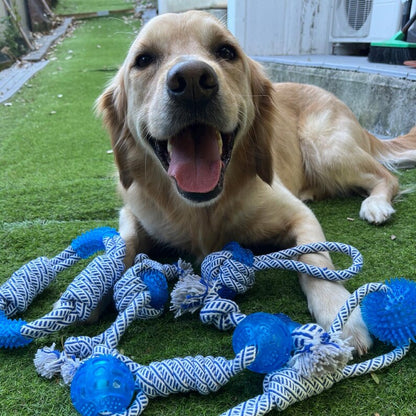 Hundespielzeug mit Gummikugel und Seil – Kauspielzeug zum Ziehen und Spielen