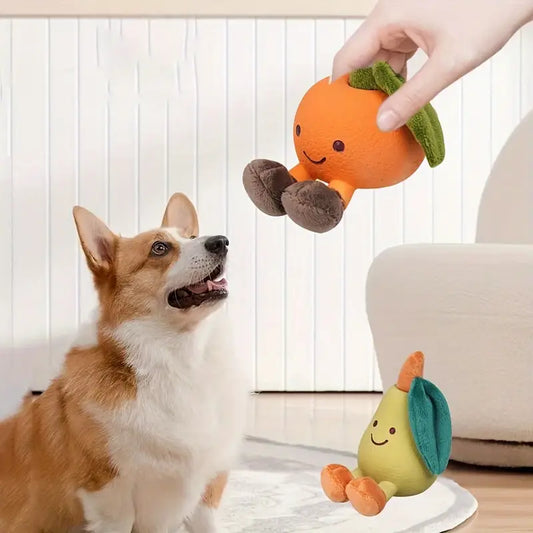 Weiches Obst-Hundespielzeug mit Quietscher