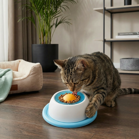 Interaktiver Leckspielzeug-Snackteller – Slow Feeder für Katzen