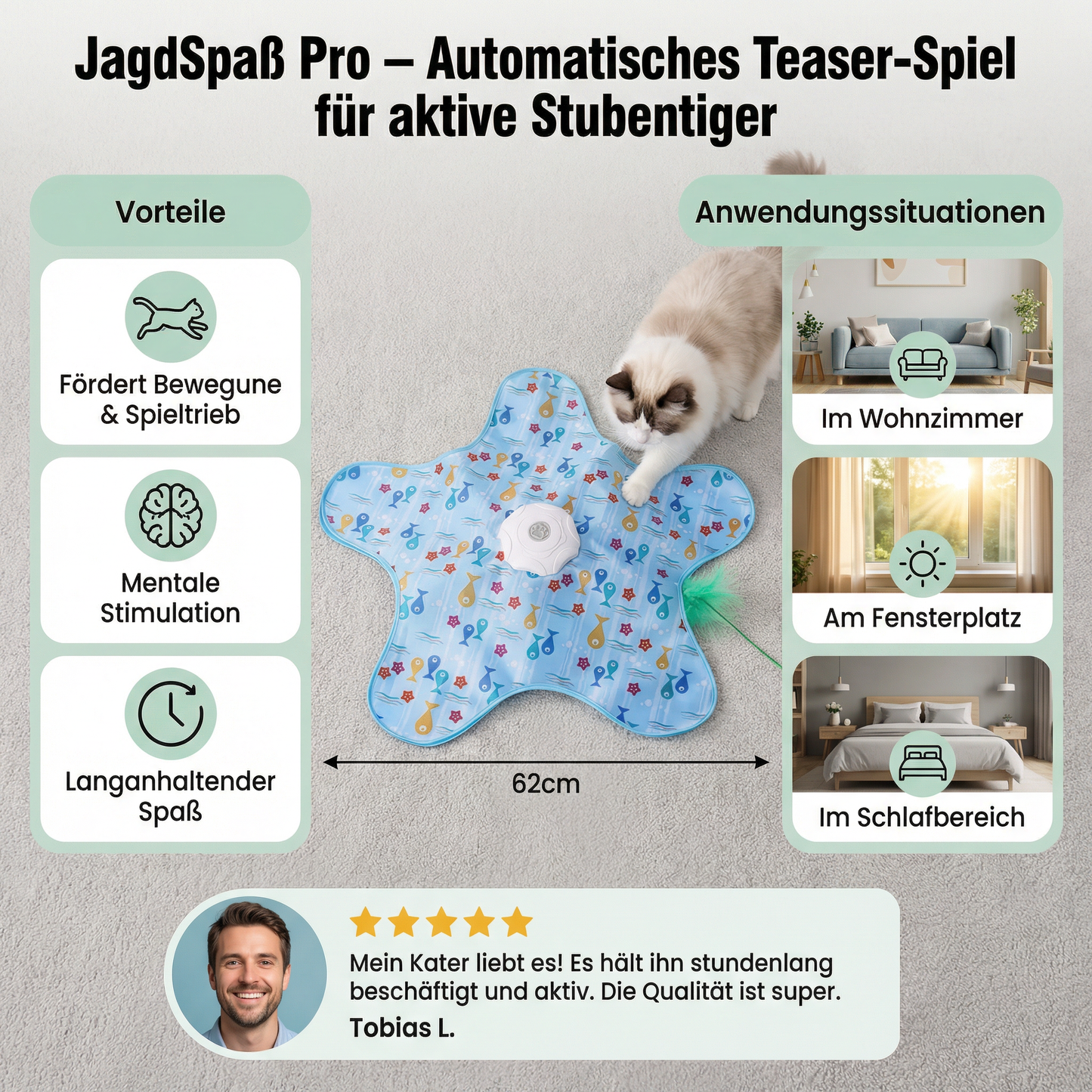 JagdSpaß Pro – Automatisches Teaser-Spiel für aktive Stubentiger