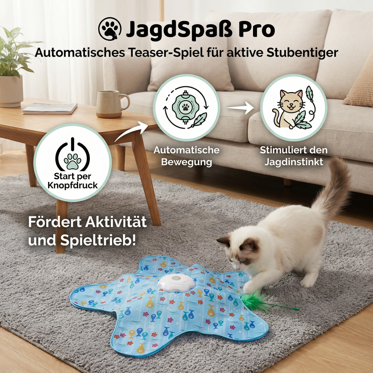 JagdSpaß Pro – Automatisches Teaser-Spiel für aktive Stubentiger